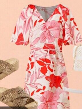 Cato Hawaiian Print Dress Sz M